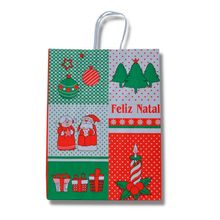 Sacola de Papel - Feliz Natal - Ref:4167 - 17,5 x 8,5 x 21,5 - 10 unidades - WMA - Rizzo