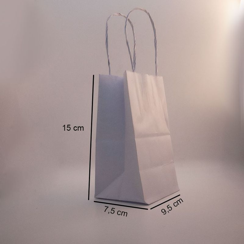 Sacola para Lembracinha  Kraft Branco - Ref 6710 - 9,5x7,5x15cm - 10 unidades - Magazine 25
