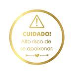 Adesivo "Cuidado Perigo de se Apaixonar" - Ref.2024 - Hot Stamping - Dourado - 50 unidades - Stickr - Magazine 25