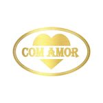 Adesivo "Com Amor" - Ref.2028 - Hot Stamping - Dourado - 100 unidades - Stickr - Magazine 25