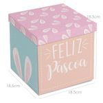 Caixa Surpresa para Ovo em Pé 350g e Brigadeiros - Feliz Páscoa 18,5x18,5x18,5cm - 1 Unidade - Cromus Páscoa