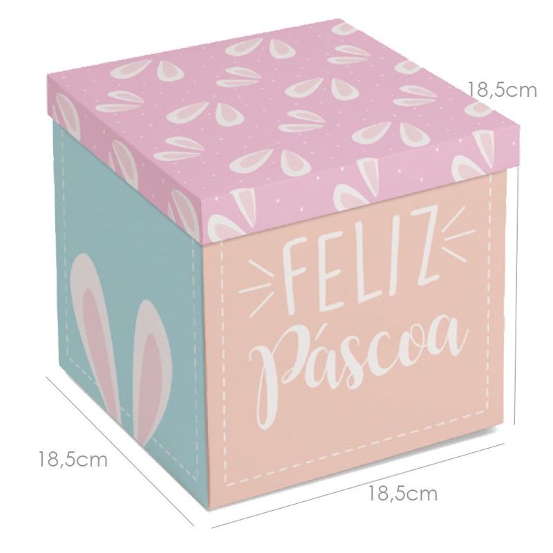 Caixa Surpresa para Ovo em Pé 350g e Brigadeiros - Feliz Páscoa 18,5x18,5x18,5cm - 1 Unidade - Cromus Páscoa