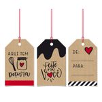 Tags De Para com Cordão 5x8cm - Kraft Doçura - 12 unidades - Cromus - Magazine 25