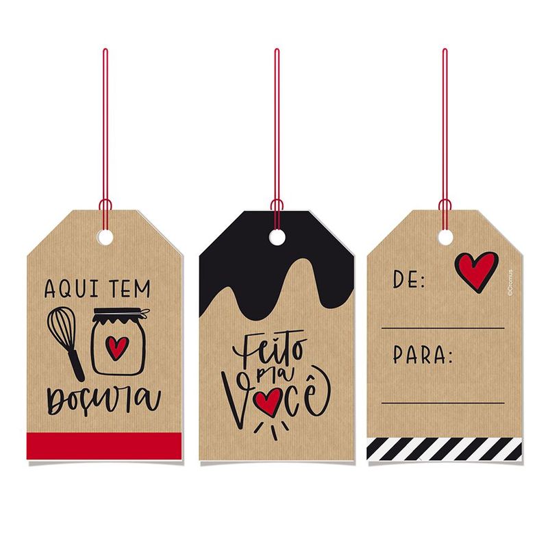 Tags De Para com Cordão 5x8cm - Kraft Doçura - 12 unidades - Cromus - Magazine 25