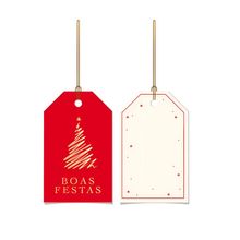 Tag Decorativa de Natal - Boas Festas - 5x8cm - 12 unidades - Cromus - Magazine 25