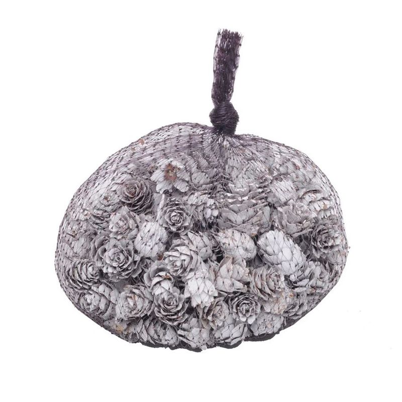 Saquinho Com Mini Pinhas Branco e Marrom - 200g - 1 unidade - Cromus - Magazine 25
