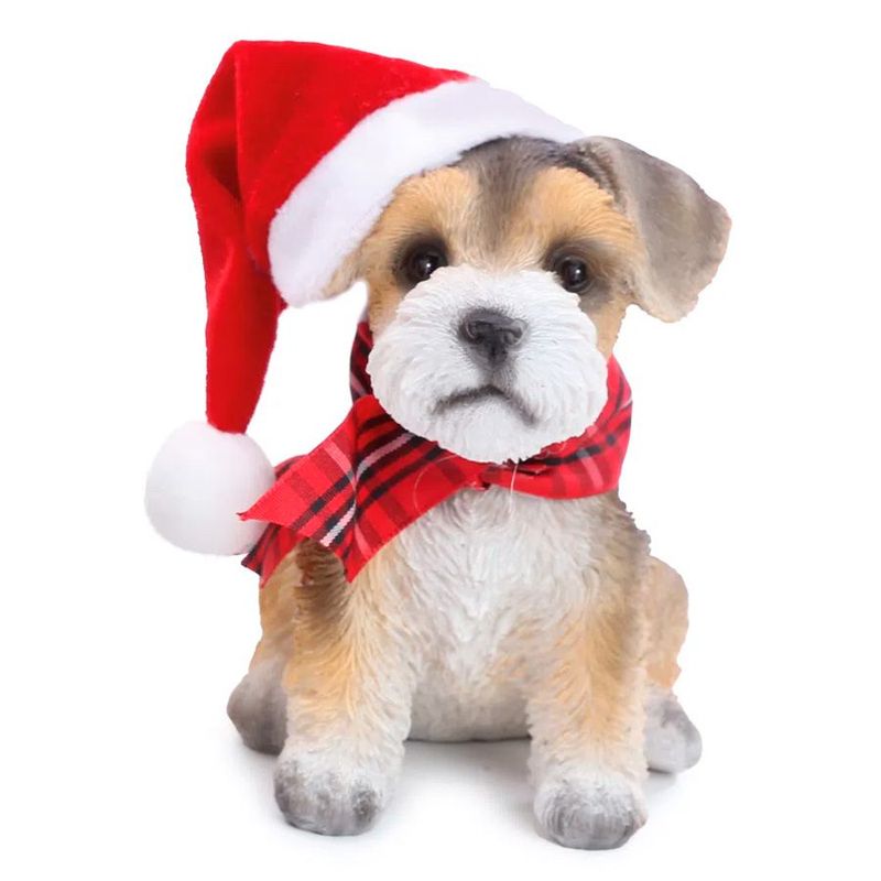 Cachorrinho Decorativo c/ Gorro de Natal - 12 cm x 8 cm - 1 unidade - Cromus - Magazine 25