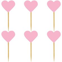 Palito para Doces Corações Rosa P - 6 un
