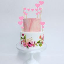 Kit Decoração de Mesa ou Bolo Corações Rosa - 12 un