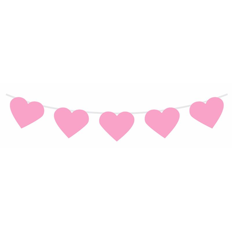 Bandeirola Corações Rosa 1,8m - 1 un