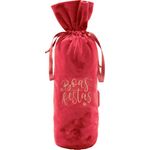 Saco Decorativo para Garrafas - Boas Festas Vermelho - Cromus Natal - 1 unidade - Magazine 25