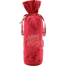 Saco Decorativo para Garrafas - Boas Festas Vermelho - Cromus Natal - 1 unidade - Magazine 25