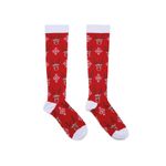 Meia de Natal Cano Longo Adulto Rena - Vermelho/Branco/Marrom - 50cm  - 1 unidade - Cromus - Magazine 25