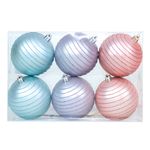 Bola Fosca com Listras - Cores Roxo Azul e Lilás - Cromus Natal - 6 unidades - Magazine 25