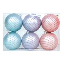 Bola Fosca com Listras - Cores Roxo Azul e Lilás - Cromus Natal - 6 unidades - Magazine 25