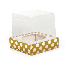 Caixa CupCake Com Tampa Transparente Com 1 Cavidade - (9 x 9 x 9 cm) Shine - 6 unidades - Cromus - Magazine 25