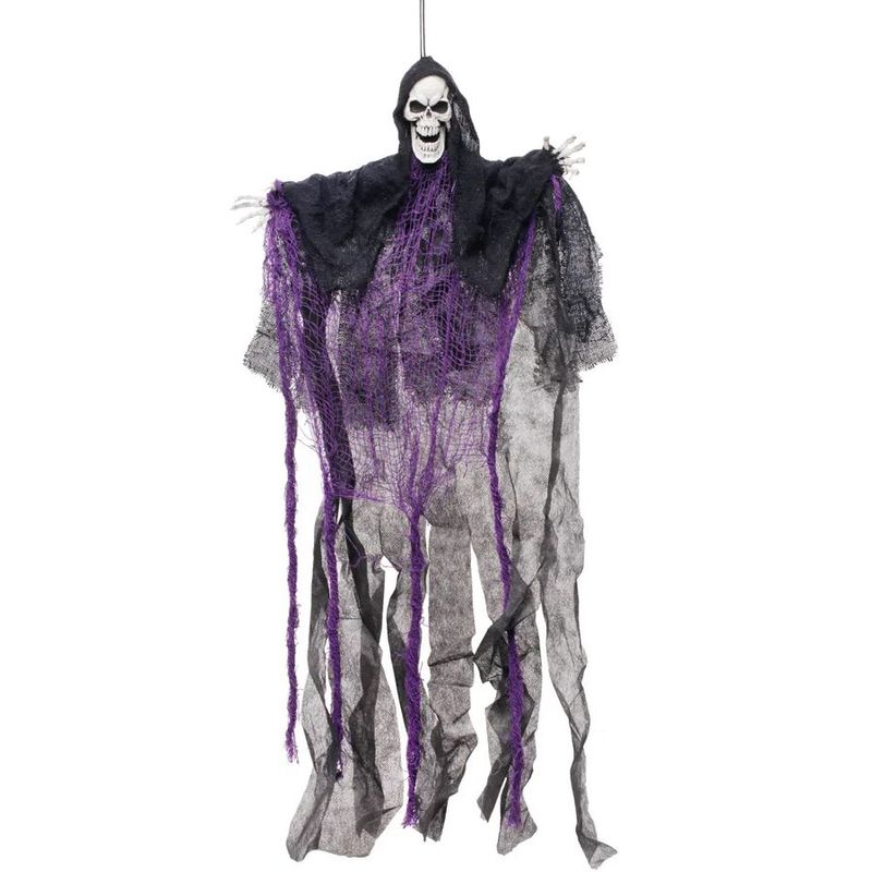Ceifador Estatico Preto e Roxo - 40 x 5 x 75 cm - Halloween - 1 unidade - Cromus - Magazine 25
