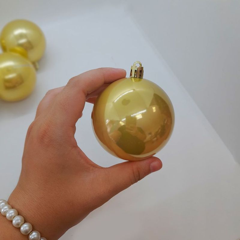 Bola de Natal em Tubo - Perolado Ouro - 7cm - 6 unidades - Cromus - Magazine 25