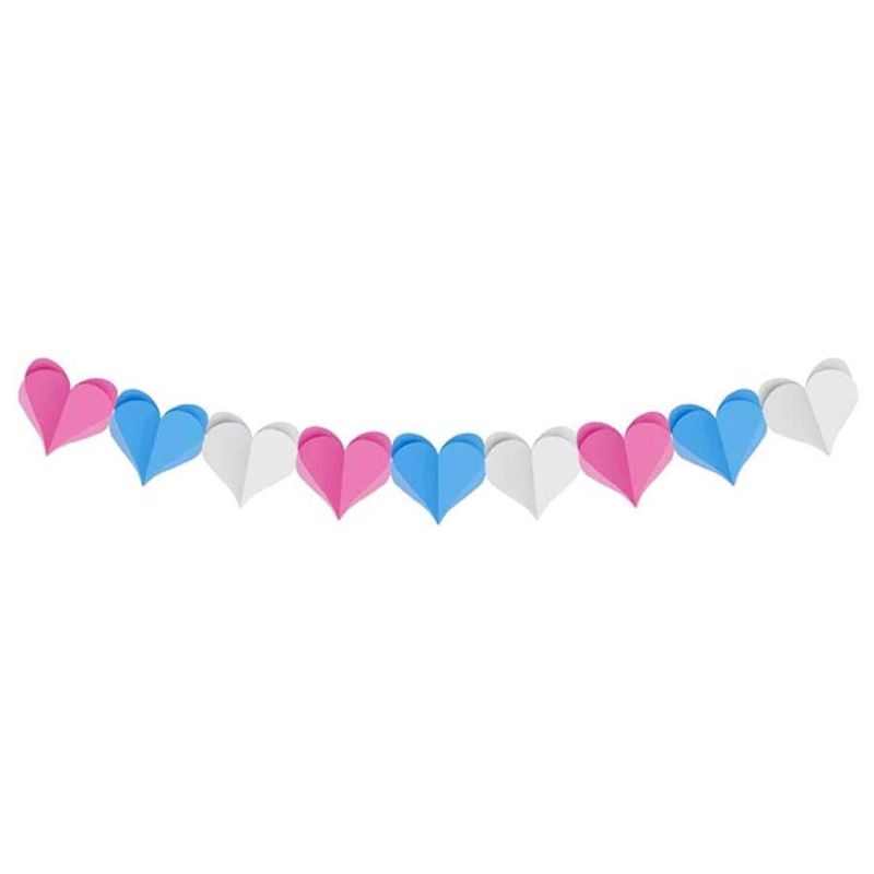 Faixa Decorativa - Coração 3D - Branco/Azul/Rosa - 3,60 m - 1 unidade - Cromus - Magazine 25