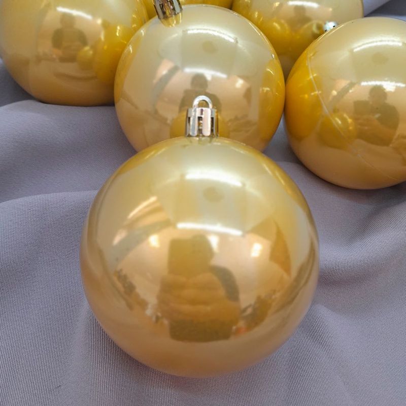 Bola de Natal em Tubo - Perolado Ouro - 7cm - 6 unidades - Cromus - Magazine 25