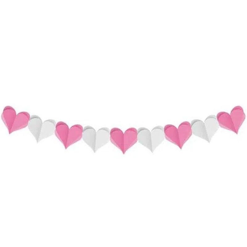 Faixa Decorativa - Coração 3D - Branco/Rosa - 3,60 m - 1 unidade - Cromus - Magazine 25