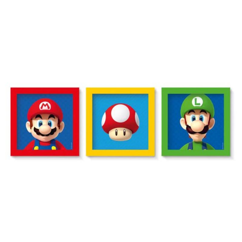 Quadros Decorativos Festa Mario - 03 unidades - Cromus - Magazine 25
