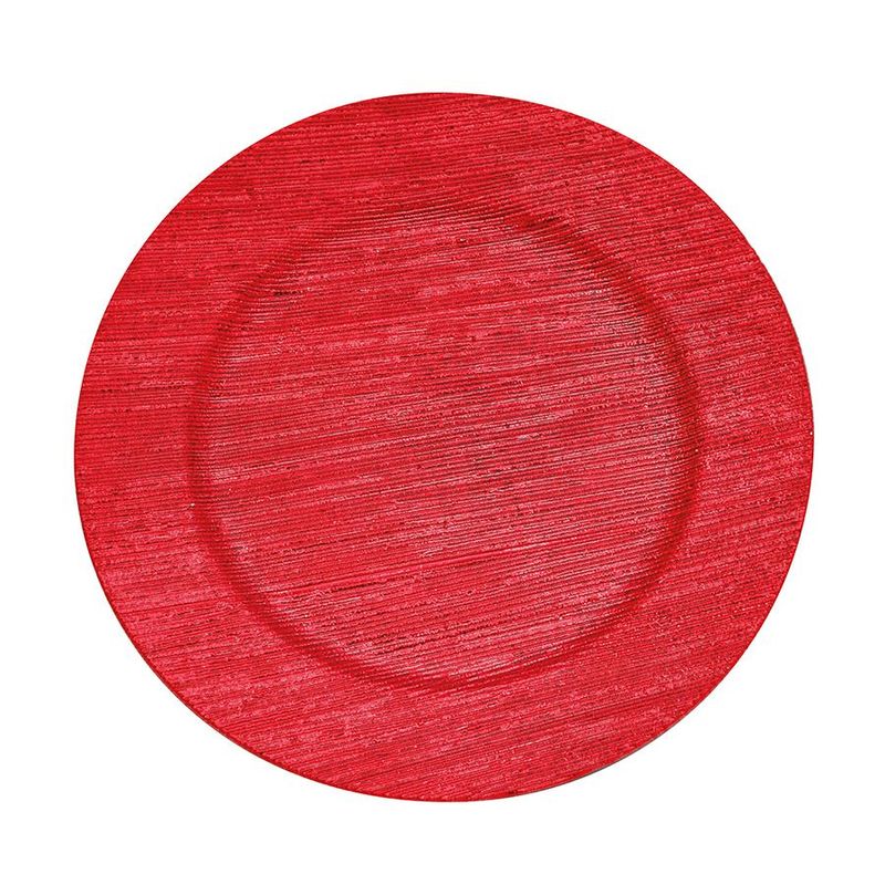 Sousplat Listras Trabalhadas Vermelho 33cm - 01 unidade - Cromus Natal - Magazine 25