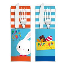 Porta Talher Decorativo Brilho de Páscoa - 08 unidades - Cromus Páscoa - Magazine 25