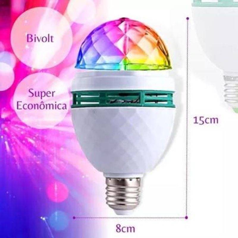 Lâmpada Led Rotativa Globo Color Para Festas - 1 Un