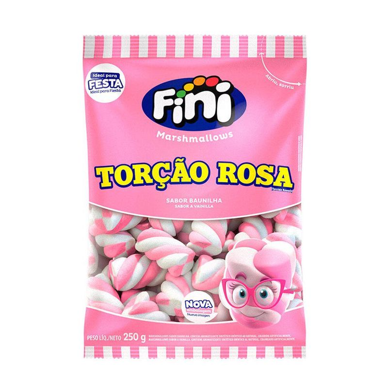 Marshmallow Torção Rosa - 1 unidade Pct. c/ 250g - Fini - Magazine 25