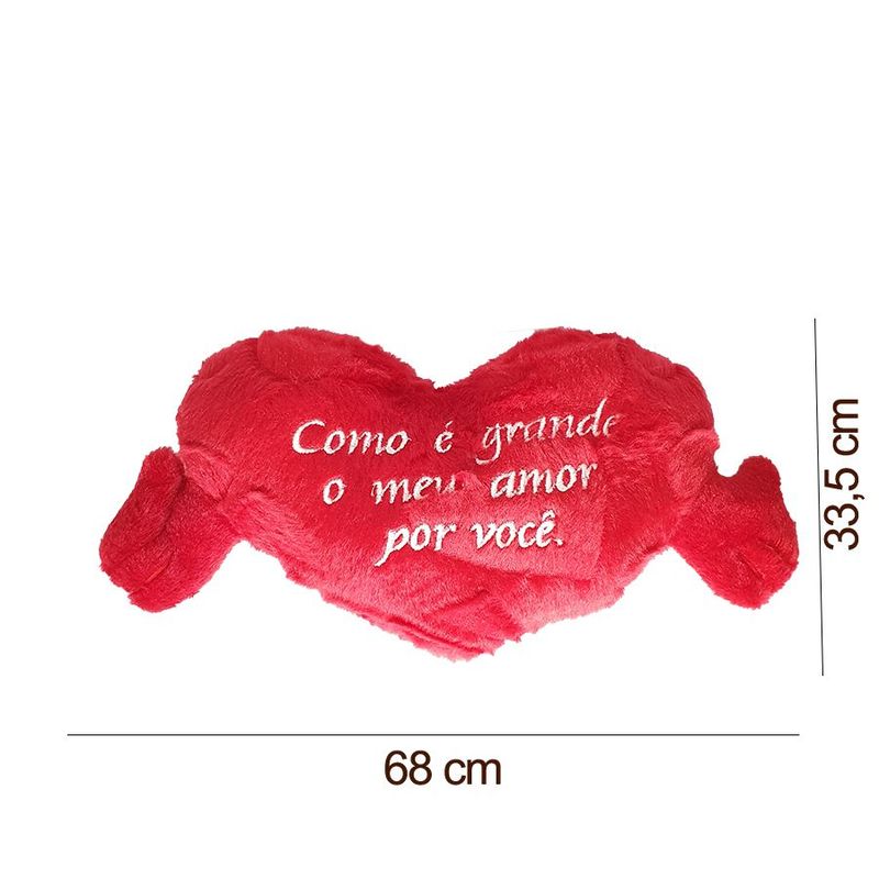 Almofada Coração "Como é Grande o Meu Amor Por Você" - GG - 1 unidade - Fizzy - Rizzo