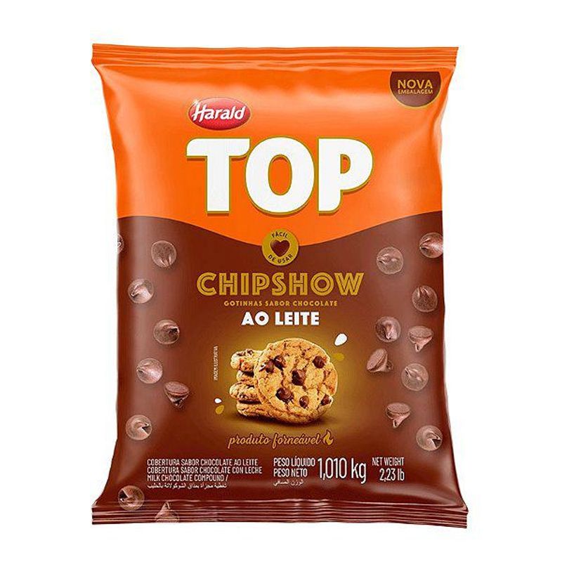 Chocolate em Gotas Forneável Chipshow ao Leite - Top - 1,010kg - 01 uni - Harald - Magazine 25