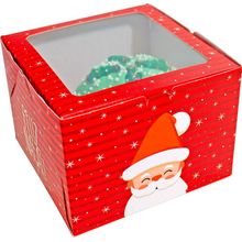 Caixa Cubo Noel - "Feliz Natal" - Vermelho - c/ Visor - Ref. C3895 - 10 unidades - Ideia Embalagens - Magazine 25