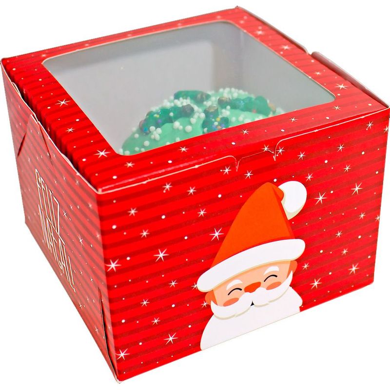 Caixa Cubo Noel - "Feliz Natal" - Vermelho - c/ Visor - Ref. C3895 - 10 unidades - Ideia Embalagens - Magazine 25