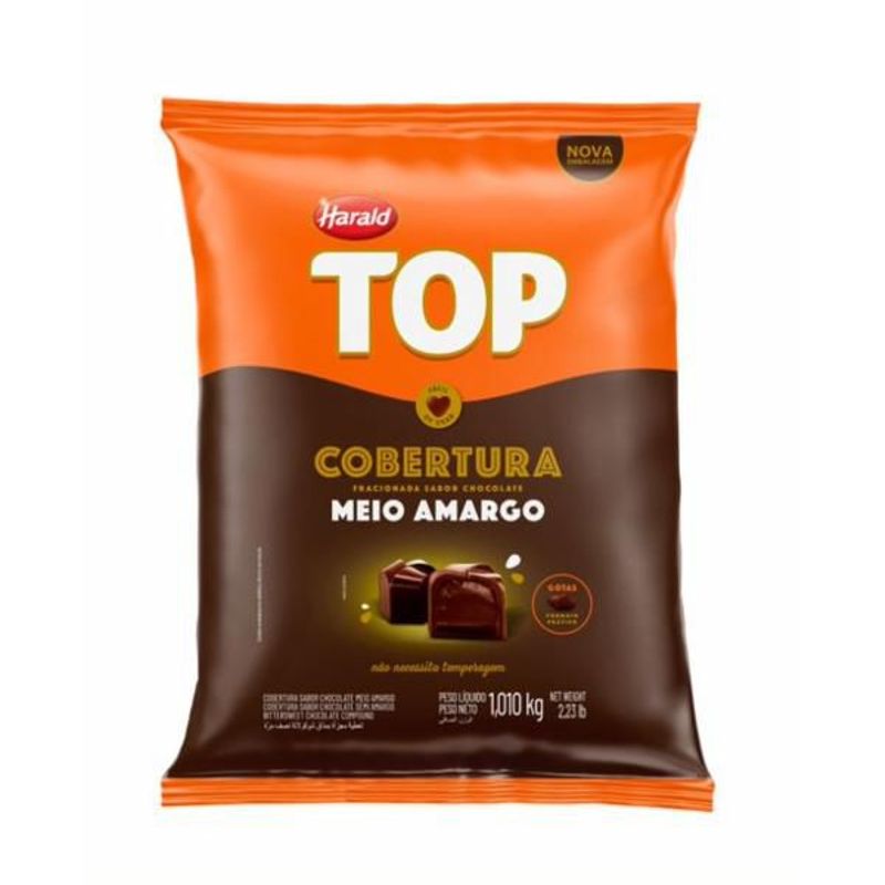 Cobertura em Gotas Meio Amargo - Top - 1,01kg - 01 unidade - Harald - Magazine 25