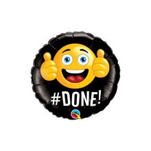Balão de Festa Microfoil 18" 46cm - Redondo #Done (Feito) Emoji - 1 unidade - Qualatex Outlet - Rizzo