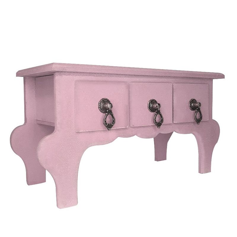 Mini Gaveteiro de Mesa 3 Gavetas Rosa MDF - 01 Unidade - Rizzo Embalagens