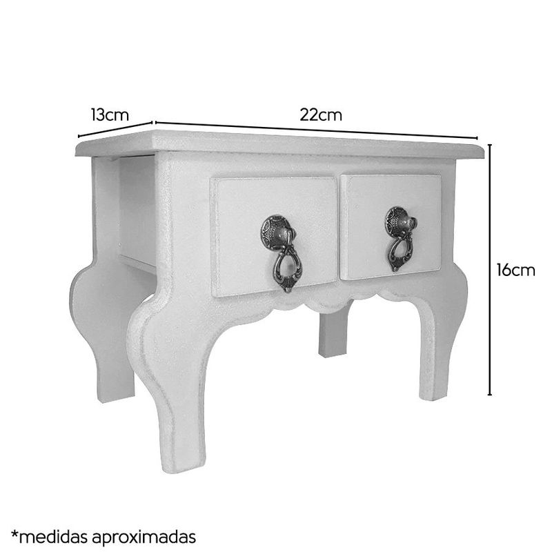 Mini Gaveteiro de Mesa 2 Gavetas Rosa Retrô MDF - 01 Unidade - Rizzo Embalagens