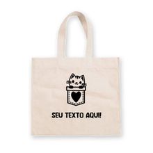 Sacola de Algodão Cru Personalizada Love Cat - 40cm x 33cm - 1 unidade - Rizzo