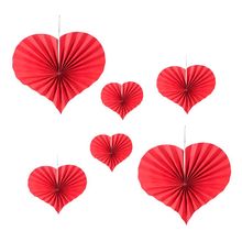 Leque Decorativo de Papel - Corações - 6 unidades - Magazine 25
