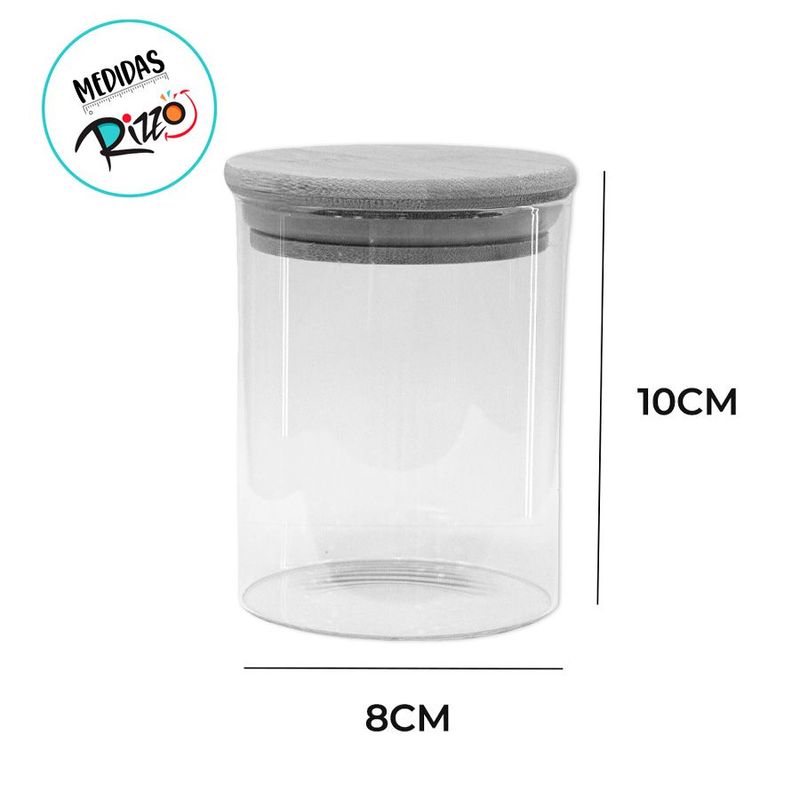 Pote de Vidro Hermético com Tampa de Bambu - 8x10cm - 380ml - 1 unidade - Magazine 25