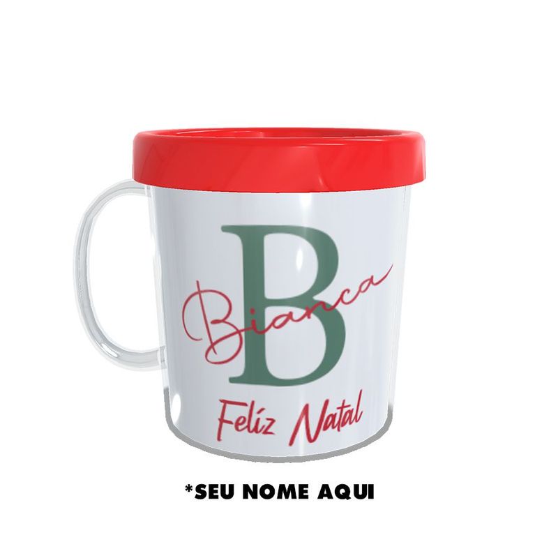 Caneca Acrílica Rosqueável Personalizada - Feliz Natal com Nome - Vermelho - 1 unidade - Magazine 25