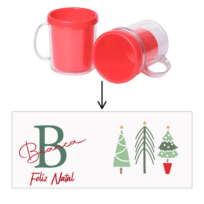 Caneca Acrílica Rosqueável Personalizada - Feliz Natal com Nome - Vermelho - 1 unidade - Magazine 25