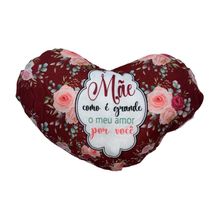 Almofada Coração de Pelúcia - Mãe Como é Grande o Meu Amor Por Você - 26x18,5cm - 1 unidade - Rizzo