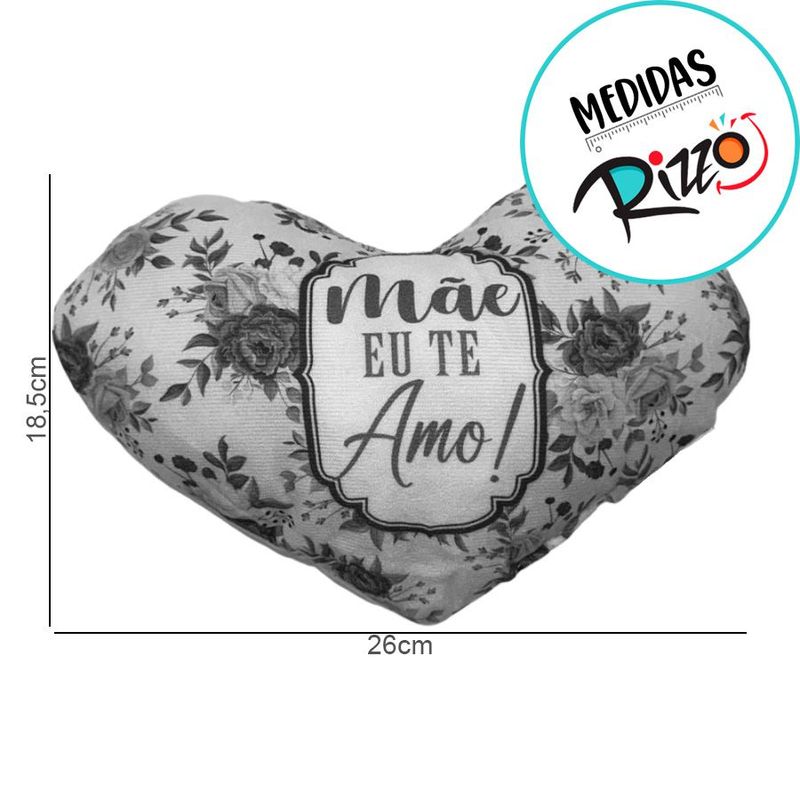 Almofada Coração de Pelúcia - Mãe Eu te Amo - 26x18,5cm - 1 unidade - Rizzo