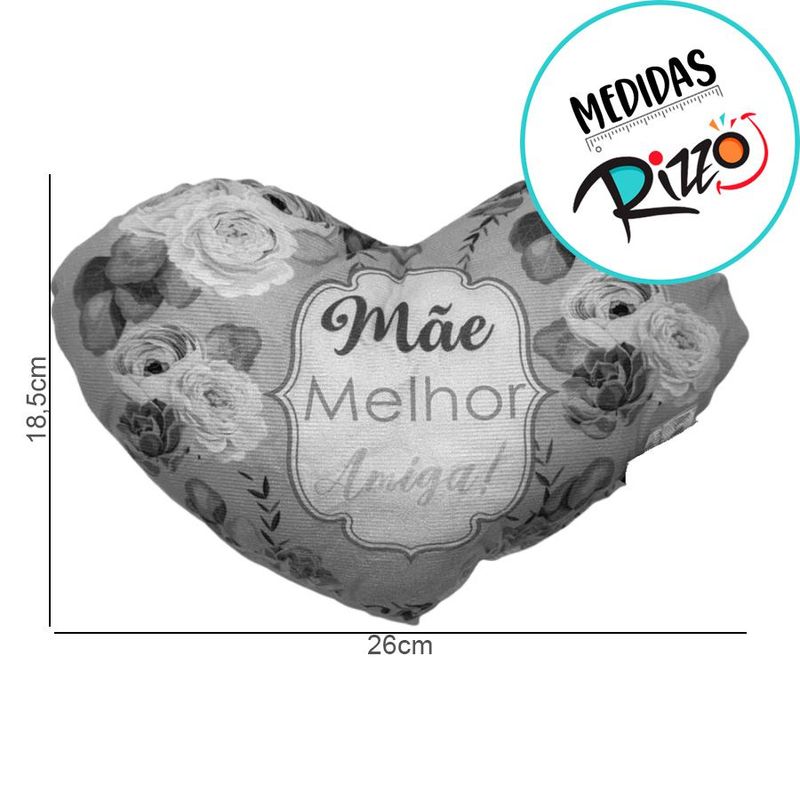 Almofada Coração de Pelúcia - Mãe Melhor Amiga - 26x18,5cm - 1 unidade - Rizzo