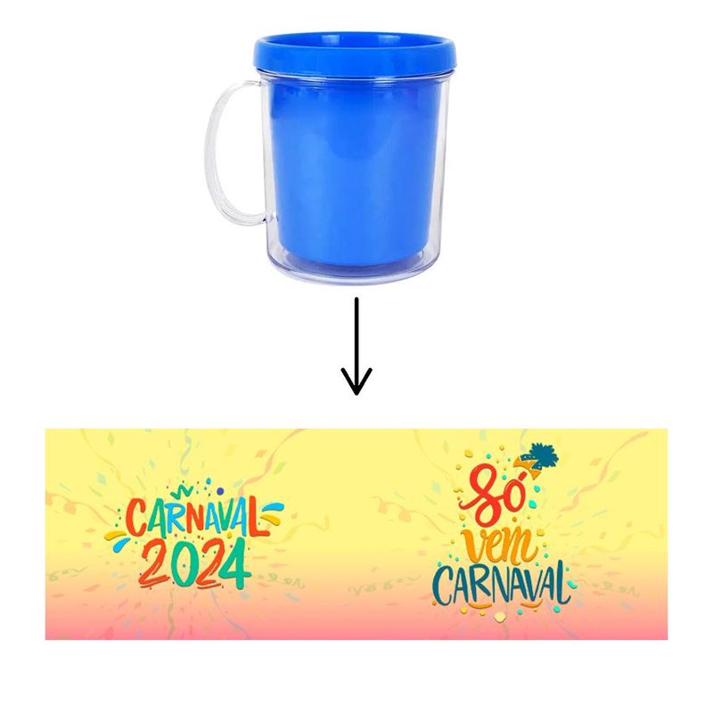 Caneca Acrílica Rosqueável Personalizada - Carnaval 2024 - Azul - 1 unidade - Magazine 25