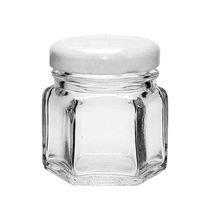 Potinho de Vidro Sextavado Tampa de Metal Branco 45ml - Magazine 25