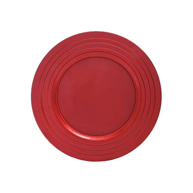 Sousplat Borda com Círculos Vermelho - 33cm - 1 unidade - Cromus - Rizzo