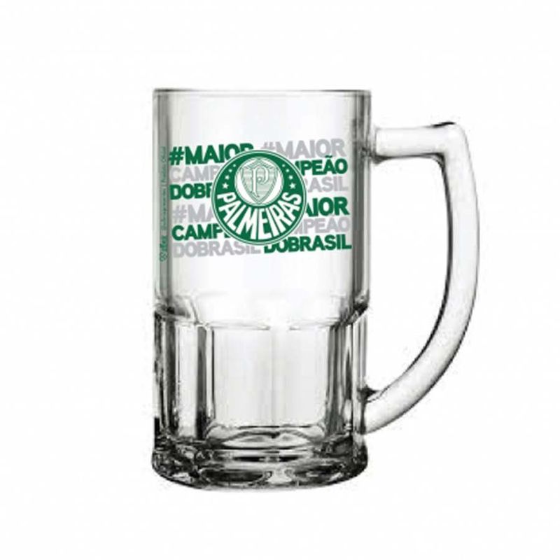 Caneca de Vidro Bristol - 340ml - Palmeiras  - 1 unidade - Allmix - Magazine 25